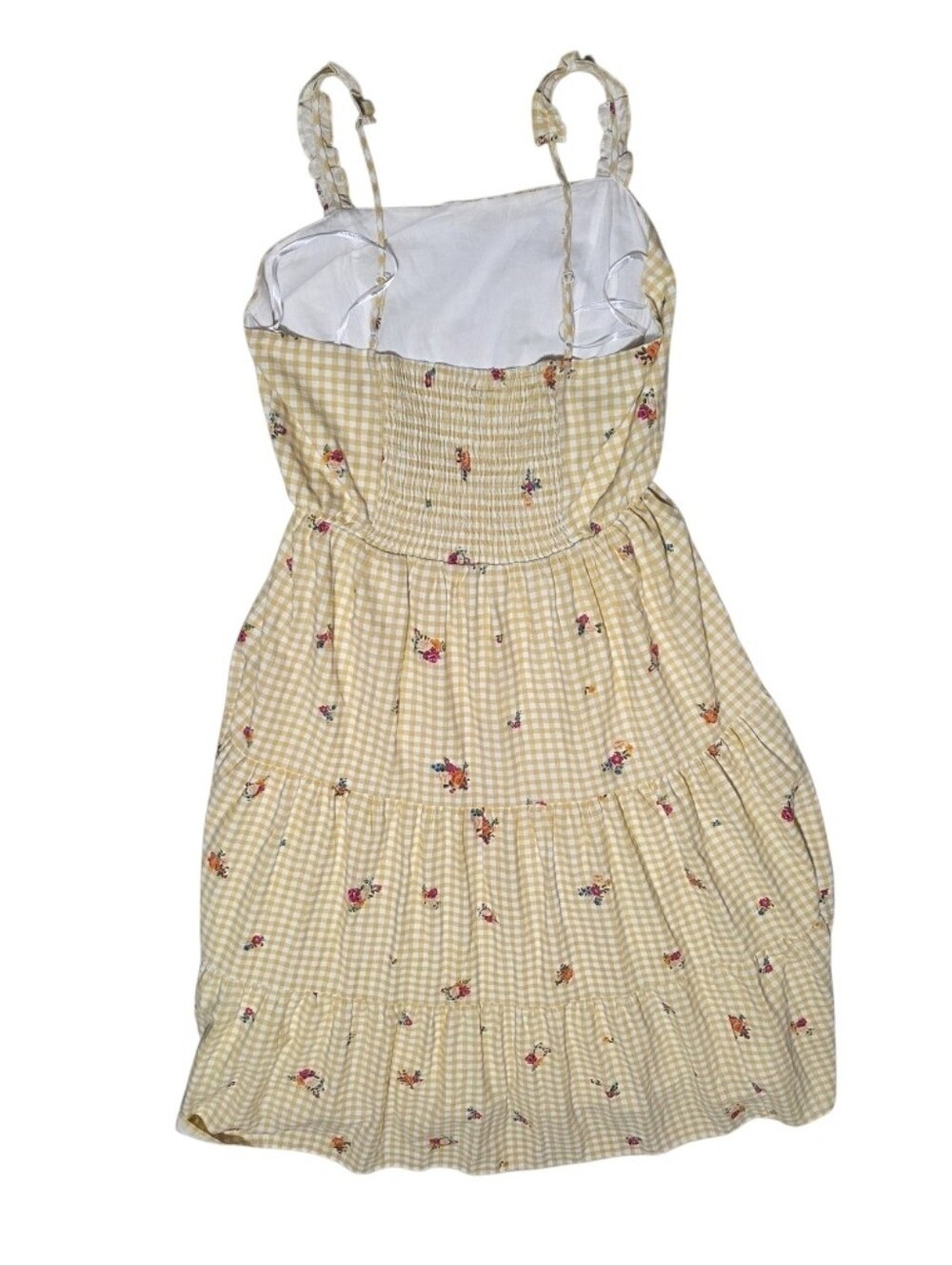 City Chic Dress Miranda Yellow Gingham Floral Tiered Dress M (18) New! - Picture 3 of 8